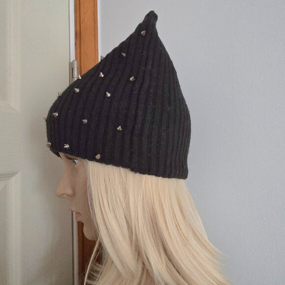 SPIKE Cat Ears Studded Knit Beanie Hat Woman's Size OS - Picture 4 of 9